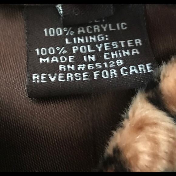 Luii Faux Fur Leopard Animal Print Classic Fall peplum jacket coat Brown Black S - Picture 13 of 15